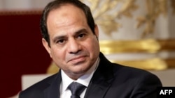 FILE - Egyptian President Abdel Fattah el-Sissi delivers a statement following a meeting at the Elysee Palace in Paris, Nov. 26, 2014. 
