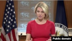 FILE - Spokesperson Heather Nauert leads the Department Press Briefing at the Department of State.