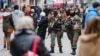 Soldiers from the Belgian army patrol in the picturesque Grand Place in Brussels, Nov. 20, 2015. 