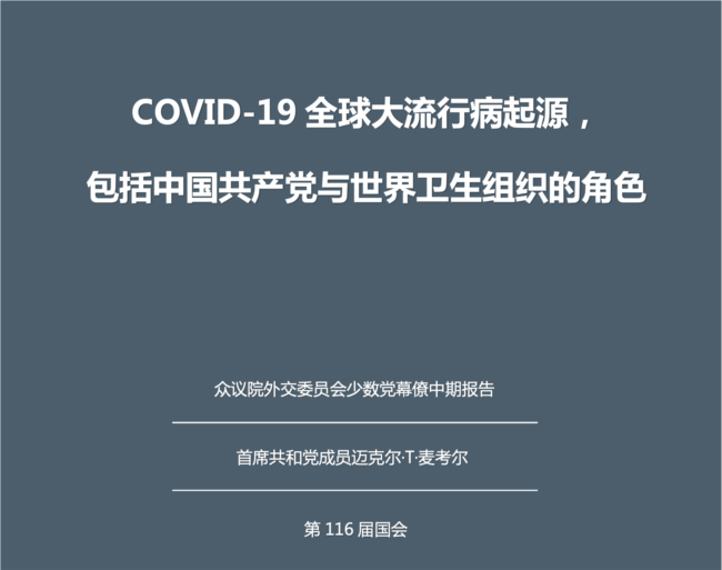 INTERIM MINORITY STAFF REPORT ON SARS-COV-2 AND THE COVID-19 GLOBAL PANDEMIC