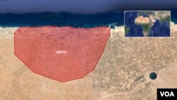 Peta kota Sirte, Libya, dimana serangan udara militer AS menargetkan ekstremis IS.