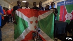 Burundi's robotics team is seen in this still image from a video shot by Auriane Itangishaka of VOA's Central Africa Service at the the FIRST Global Challenge, July 19, 2017 in Washington.