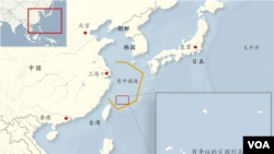 東中國海防空識別區及中日島嶼爭議地理位置