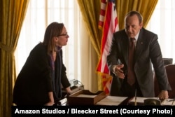 Director Liza Johnson and Kevin Spacey on the set of ELVIS & NIXON, an Amazon Studios / Bleecker Street release.