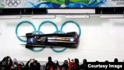 FILE- A two-man bobsled steered by a U.S. Army soldier is seen at the 2010 Winter Olympic Games. (U.S. Army)