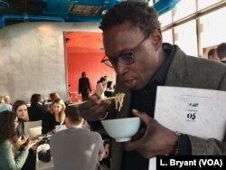 Senegalese chef Pierre Thiam attends a "Future 50 Foods" tasting at the Pompidou Center in Paris. Thiam cooks and markets fonio in the U.S., sourcing the grain from African farmers.