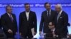 From left, Russian chief negotiator on Syria Alexander Lavrentyev, Iranian Deputy Foreign Minister Hossein Jaberi Ansari, Kazakh Foreign Minister Kairat Abdrakhmanov and U.N. Special Envoy for Syria Staffan de Mistura attend the fourth round of Syria peac