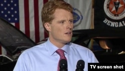 Rep. Joe Kennedy gives the Democratic response to President Donald Trump's State of the Union address, Jan. 30, 2018. 