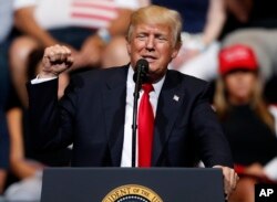 President Donald Trump speaks during a rally in Cedar Rapids, Iowa, June 21, 2017.