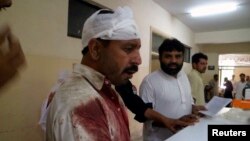 One of the injured in the twin blasts in Parachinar is seen at a local hospital July 26, 2013.