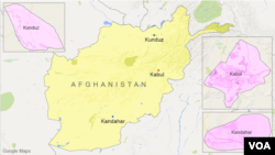 Kabul, Kandahar, and Kunduz, Afghanistan