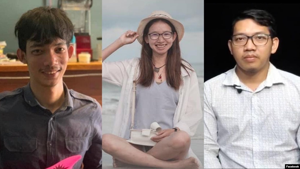 លោក ​លី ចាន់​ដារ៉ា​វុទ្ធ កញ្ញា ស៊ុន រដ្ឋា លោក យីម លាងហ៊ី (រាប់​ពី​ឆ្វេង) ជា​សកម្មជន​បរិស្ថាន​វ័យ​ក្មេង ដែល​រង​ការ​ចោទ​ប្រកាន់​ថា​«រួម​គំនិត​ក្បត់» និង​«ប្រមាថ​ព្រះ​មហាក្សត្រ»។ (រូបថត​ពី​ Facebook/Mother Nature Cambodia)