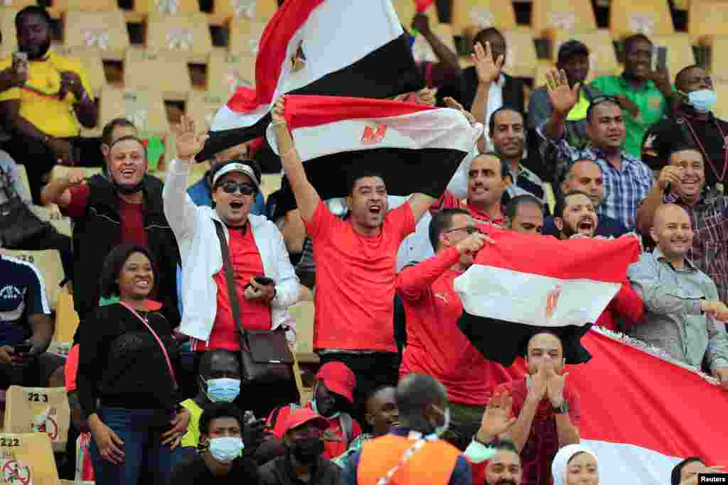 Egypt fans before the match against Morocco in Cameroon, Jan. 29, 2022.
