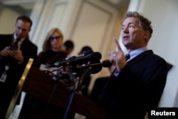 Sen. Rand Paul (R-KY) speaks at a press conference about the latest Republican effort to repeal and replace the Affordable Care Act, Sept. 25, 2017.