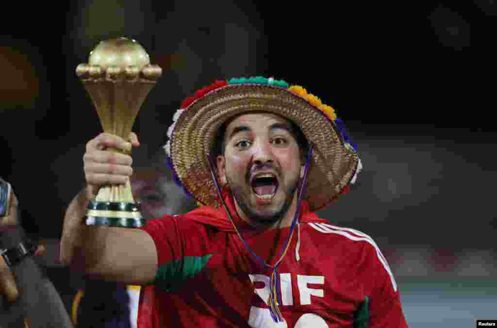 Morocco fan inside the stadium before the match against Malawi in Cameroon, Jan. 25, 2022.