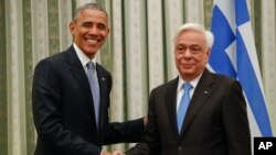 美國總統奧巴馬11月15日與希臘領導人舉行會晤。