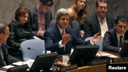 U.S. Secretary of State John Kerry addresses the United Nations Security Council at U.N. headquarters in New York, July 25, 2013.
