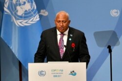PM Fiji Frank Bainimarama di Bonn, Jerman, 6 November 2017.