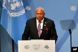 PM Fiji Frank Bainimarama di Bonn, Jerman, 6 November 2017.