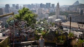 In this Jan.7, 2020 photo, Ale Roque poses for a photo at the Yellow House cultural center in Rio's first favela Morro da Providencia, Rio de Janeiro, Brazil. I want to make the world green!
