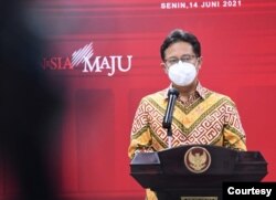 Menkes Budi Gunadi Sadikin mengatakan varian delta atau B1617.2 dari India mendominasi kasus Covid di DKI Jakarta, Kudus, dan Bangkalan. (Biro Press)