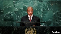 Le Premier ministre du Lesotho Pakalitha Mosisili parle devant les Nations unies à New York, le 23 septembre 2016.