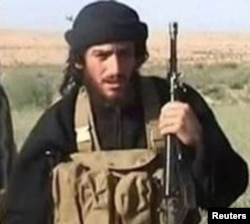FILE - Islamic State's Abu Muhammad al-Adnani is pictured in this undated handout photo, courtesy the U.S. Department of State.