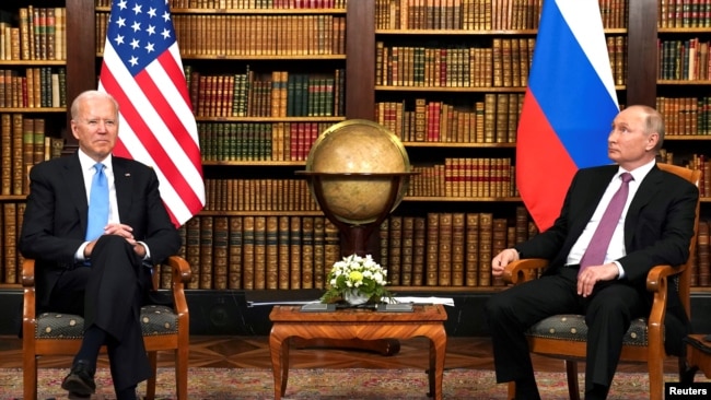 U.S. President Joe Biden and Russia's President Vladimir Putin meet for the U.S.-Russia summit at Villa La Grange in Geneva, Switzerland, June 16, 2021.