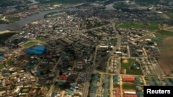 FILE - An aerial view of the oil hub city Port Harcourt in Nigeria's Delta region. 
