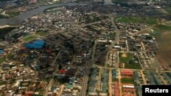 FILE - An aerial view of the oil hub city of Port Harcourt in Nigeria's Delta region. Massoel Shipping's MV Glarus was bound for Port Harcourt on Sept. 22, 2018, when it was boarded by pirates.