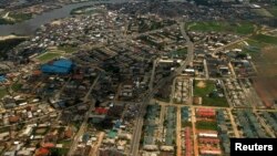 FILE - An aerial view of the oil hub city Port Harcourt in Nigeria's Delta region. 