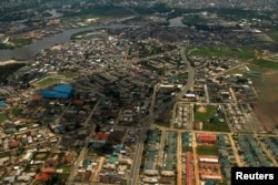 FILE - An aerial view of the oil hub city Port Harcourt in Nigeria's Delta region.