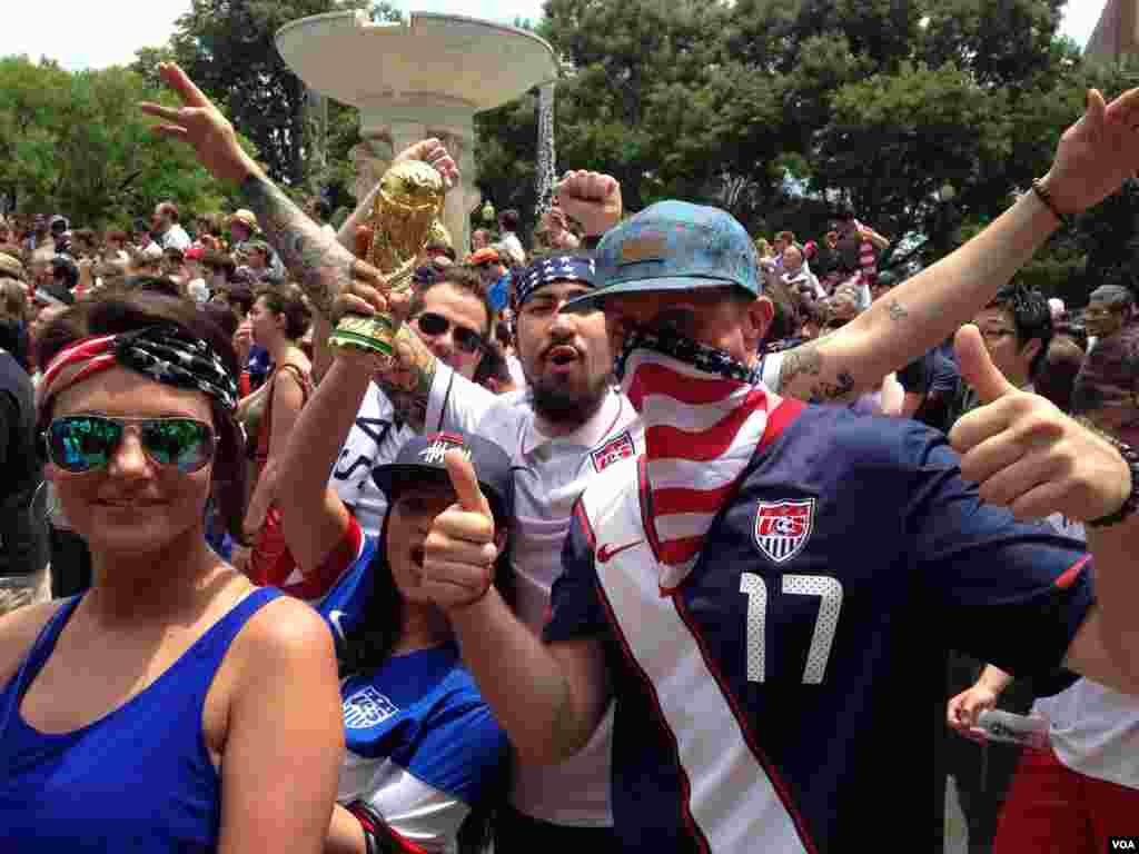 Thursday's fan fest in Dupont Circle Park drew a largely pro-U.S. crowd.