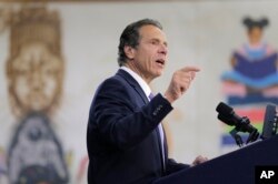 New York Governor Andrew Cuomo speaks at an event in the Brownsville section of Brooklyn in New York, July 5, 2018.
