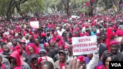 Some of the people who participated in the MDC Alliance protests in Harare on Tuesday.