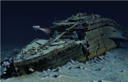 The wreckage of RMS Titanic is seen in this handout from Blue Marble Private, a tour company offering diving trips to the famous ship.