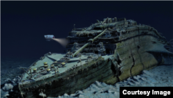 FILE: The wreckage of RMS Titanic is seen in this handout from Blue Marble Private, a tour company. Uploaded March 22, 2017.