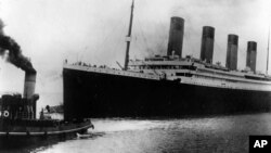 FILE - The British liner Titanic sails out of Southampton, England, at the start of its doomed voyage on April 10, 1912. The ship struck an iceberg and sank on April 14-15, killing more than 1,500 people. (AP Photo)