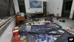中国广西省柳城连环爆炸案中，一户被炸毁的公寓。（2015年9月30号）