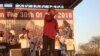 Zimbabwe's dance hall singer Killer T at the “Go Out and Vote” campaign in Mbare, one of the poverty-stricken townships in Harare, singing about the importance of youth participation in all democratic processes of the southern African nation, July 27, 2018. 