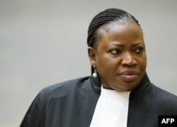 FILE - International Criminal Court chief prosecutor Fatou Bensouda from Mali at the International Criminal Court in The Hague, Dec. 18, 2012.
