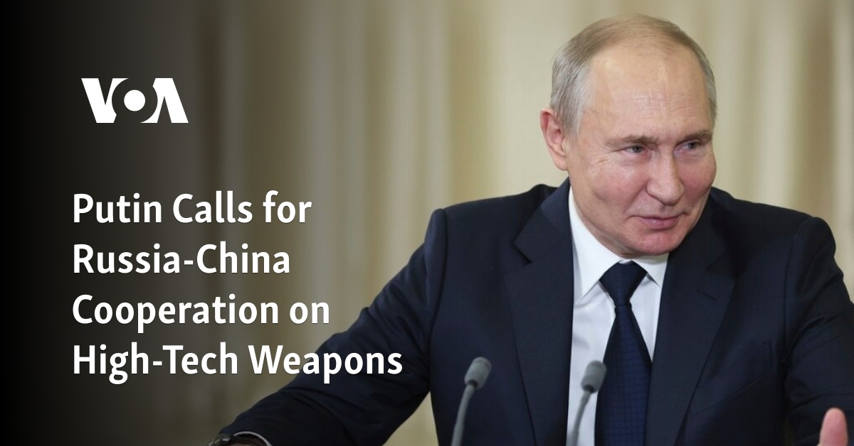 Putin Calls for Russia-China Cooperation on High-Tech Weapons