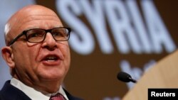 FILE - National security adviser H.R. McMaster speaks at the U.S. Holocaust Memorial Museum in Washington, March 15, 2018.