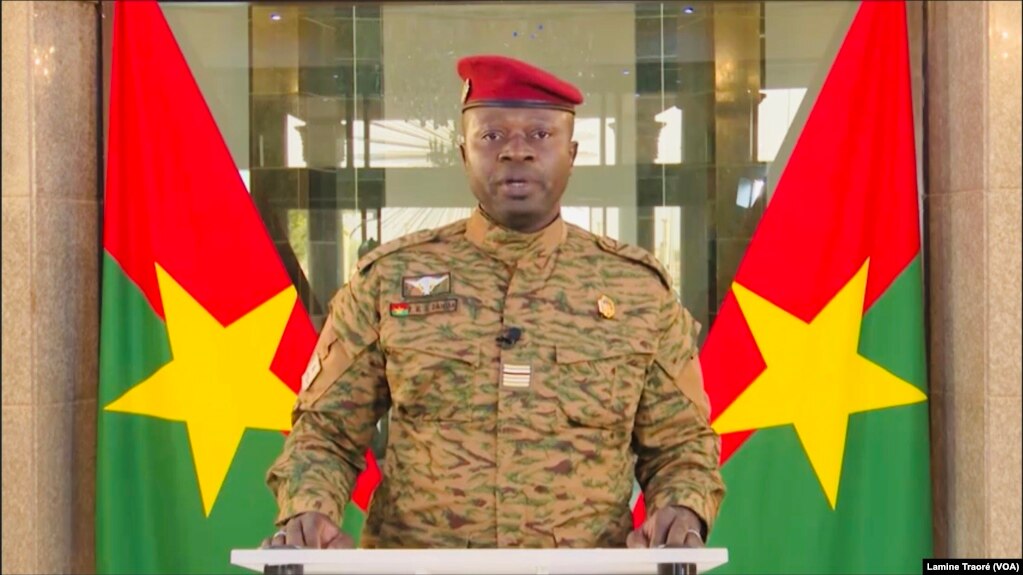 Le lieutenant-colonel en plein discours, Ouagadougou, le 28 janvier 2022.