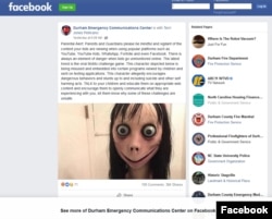 Trend media sosial “Momo Challenge” kini meresahkan di seluruh dunia (foto: Durham Emergency Communications Center).