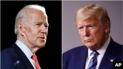 Mantan Wapres Joe Biden (kiri) unggul 6-7% dari Presiden Donald Trump dalam tiga jajak pendapat nasional. 
