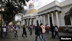 The National Assembly building in Caracas, Venezuela, Dec. 22, 2015.