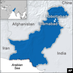 Map showing Abbottabad, Pakistan, where Osama bin Laden's compound was located.