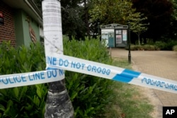 Police tape cordons off the Queen Elizabeth Gardens park in Salisbury, England, July 4, 2018.