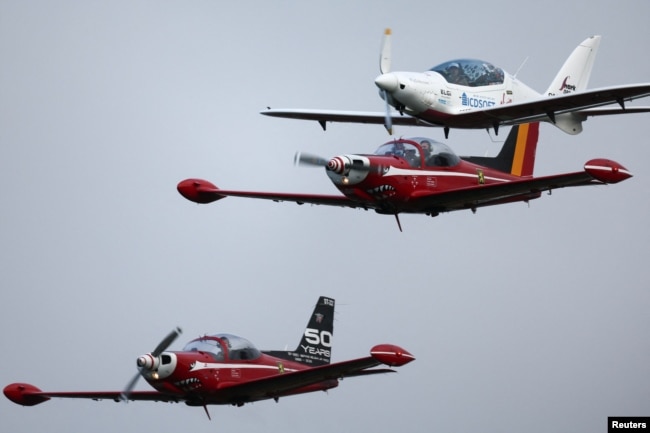 Belgian-British pilot Zara Rutherford, 19, arrives at Kortrijk-Wevelgem Airport after a round-the-world trip in a light aircraft, becoming the youngest female pilot to circle the planet alone, in Wevelgem, Belgium, January 20, 2022. (REUTERS/Pascal Rossignol)